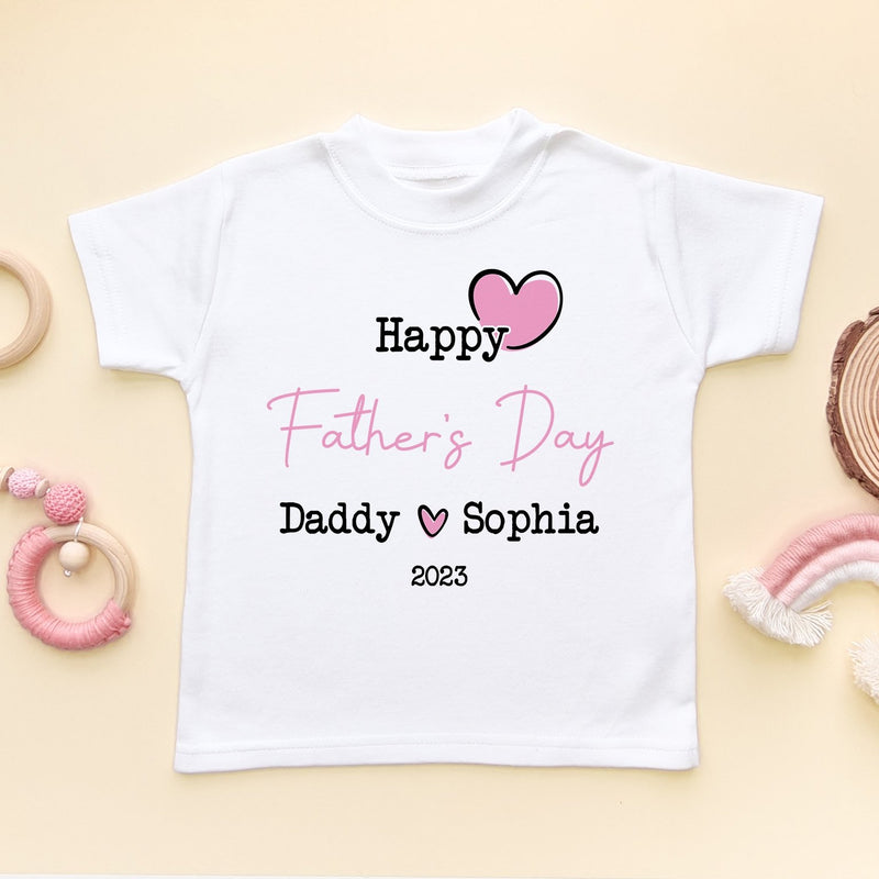 Personalised Happy Father's Day (Girl) Toddler & Kids T Shirt - Little Lili Store (8204335644952)