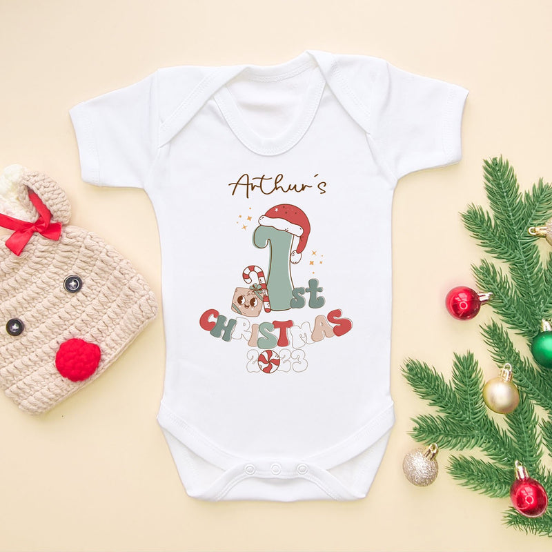 Personalised My First Christmas Santa Baby Bodysuit - Little Lili Store (6662726516808)