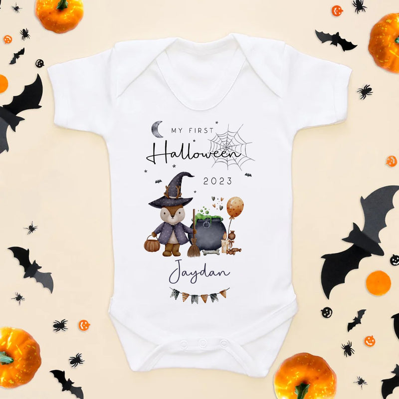 Personalised My First Halloween Deer Witch 2023 Baby Bodysuit - Little Lili Store (8595853312280)
