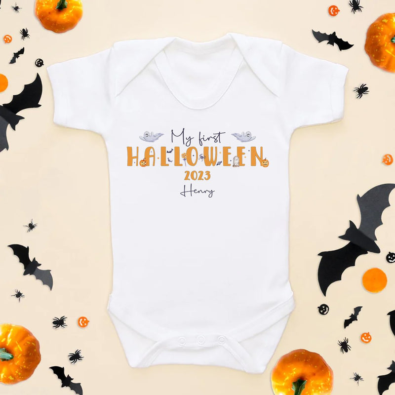 Personalised My First Halloween Ghost 2023 Baby Bodysuit - Little Lili Store (8595852951832)