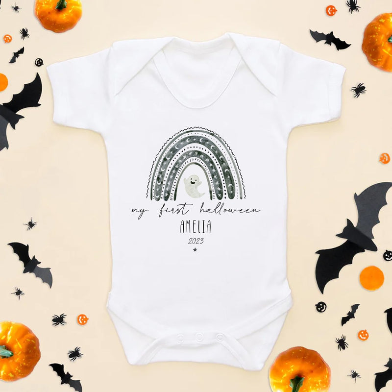 Personalised My First Halloween Ghost Rainbow Baby Bodysuit - Little Lili Store (8595858555160)