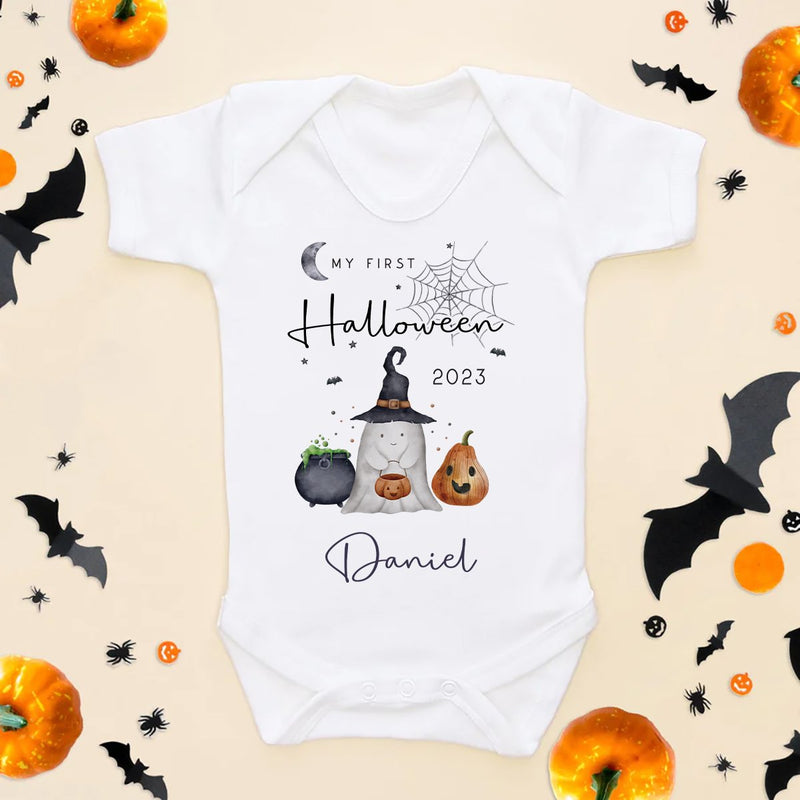 Personalised My First Halloween Ghost Witch 2023 Baby Bodysuit - Little Lili Store (8595853574424)