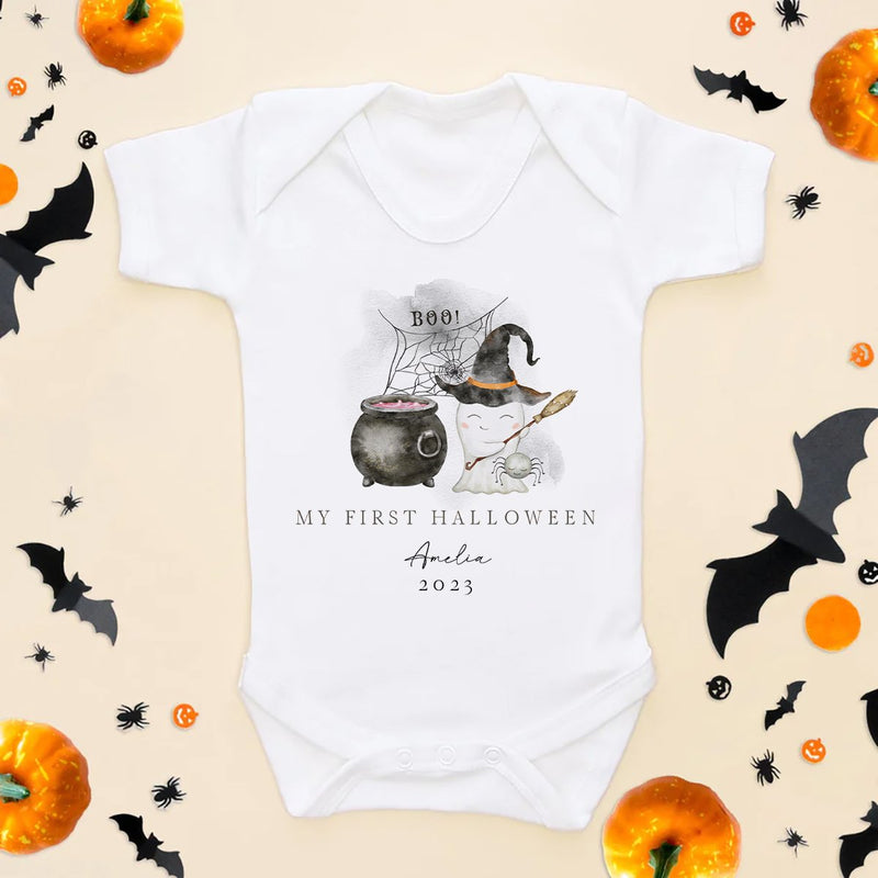 Personalised My First Halloween Ghost Witch Baby Bodysuit - Little Lili Store (8595856523544)