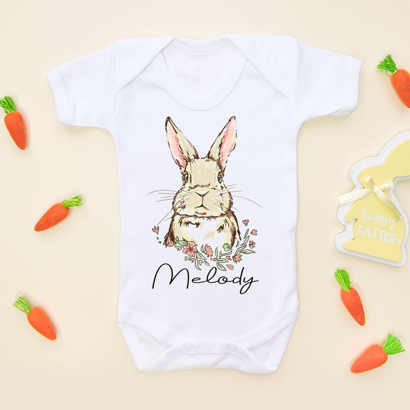 Personalised Name Easter Bunny Baby Bodysuit - Little Lili Store (5879697408072)