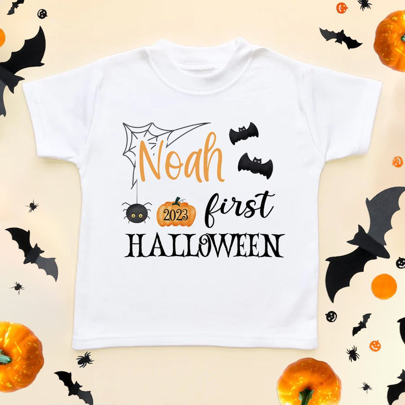 Personalised Name First Halloween T Shirt - Little Lili Store (6578133368904)