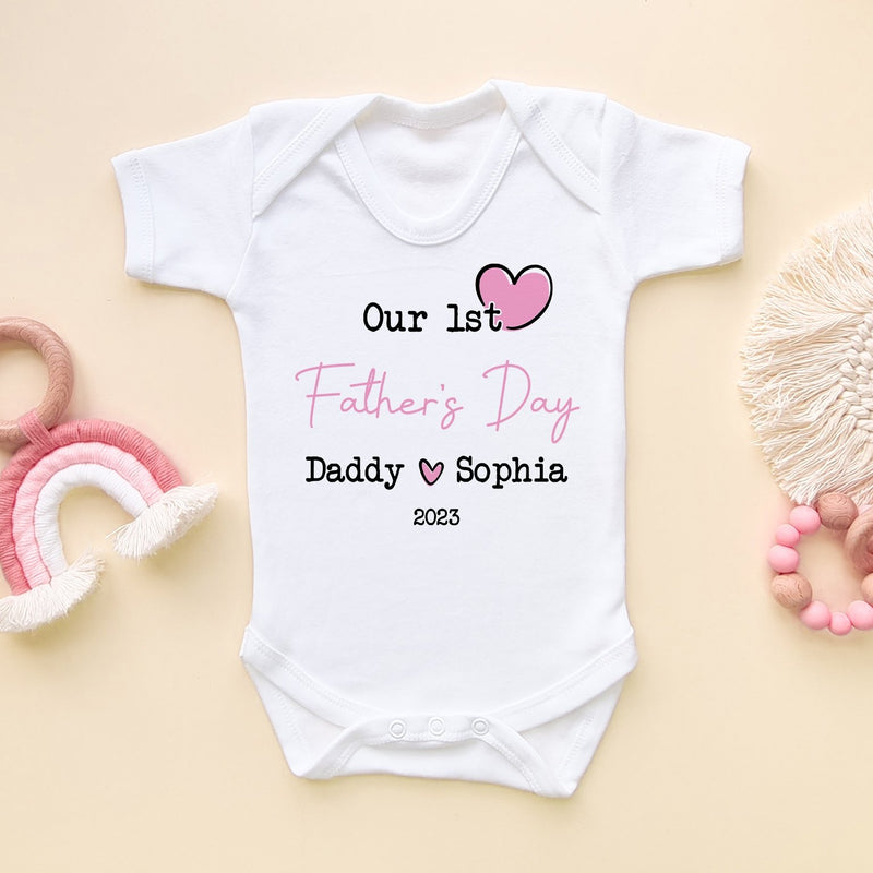 Personalised Our 1st Father's Day (Girl) Baby Bodysuit - Little Lili Store (8204335153432)