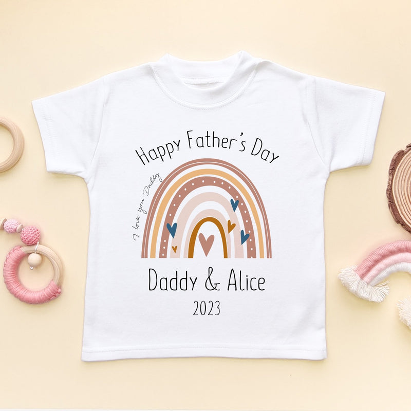 Personalised Rainbow Happy Father's Day 2023 Toddler & Kids T Shirt - Little Lili Store (8205068173592)