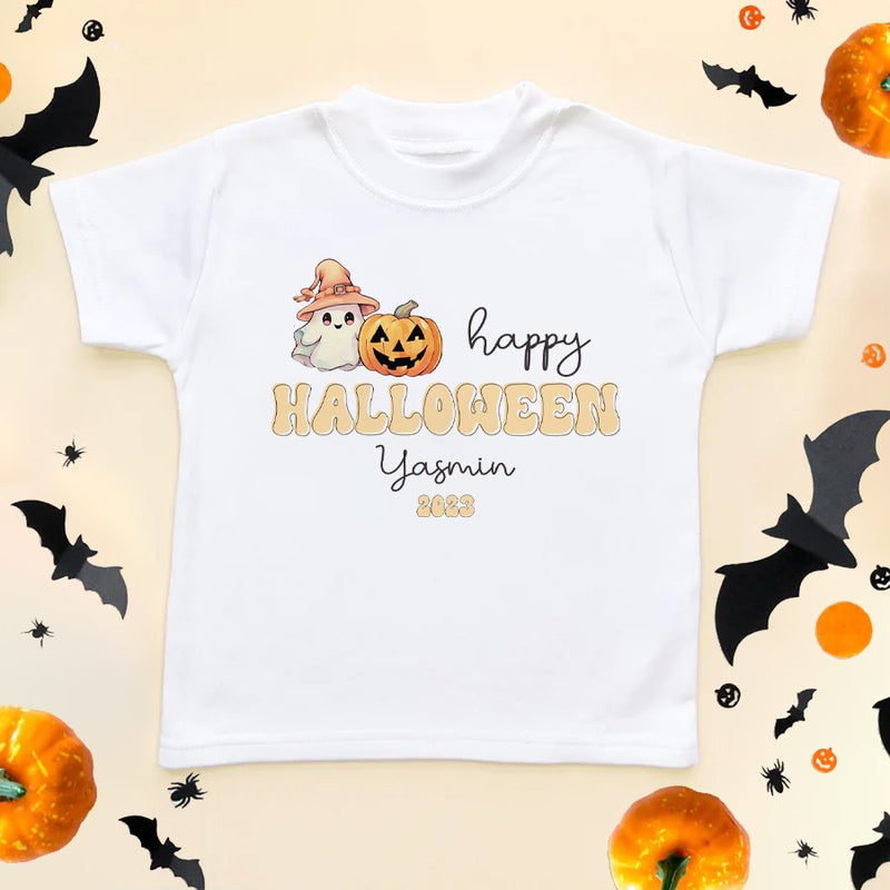 Personalised Retro Happy Halloween 2023 Toddler & Kids T Shirt - Little Lili Store (8595848233240)