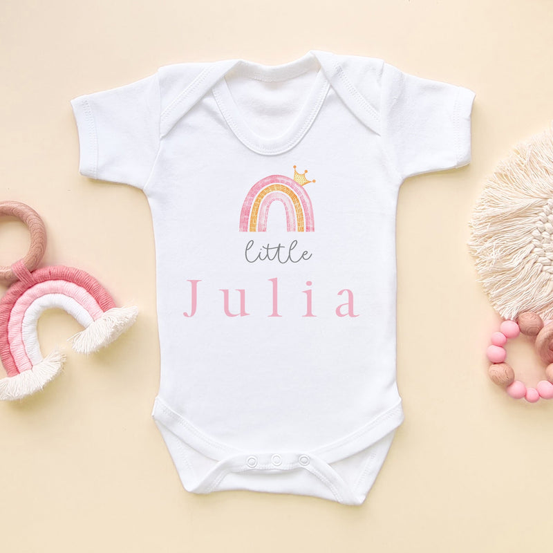 Pink Girl Rainbow Personalised Name Baby Bodysuit - Little Lili Store (8671533367576)