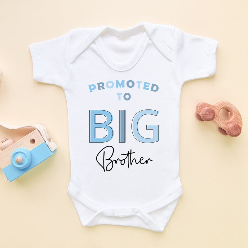 Promoted To Big Brother Blue Letters Style Baby Bodysuit - Little Lili Store (8854028255512)