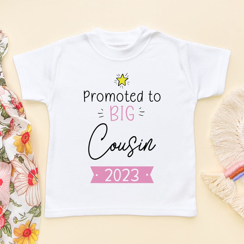 Promoted To Big Cousin Girl Personalised Year Toddler & Kids T Shirt - Little Lili Store (8098610938136)