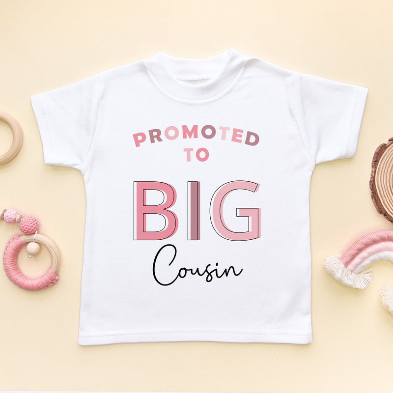 Promoted To Big Cousin Girl Pink Theme Toddler & Kids T Shirt - Little Lili Store (8858279510296)