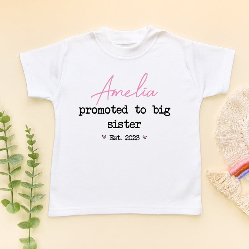 Promoted To Big Sister Est Personalised Toddler & Kids T Shirt - Little Lili Store (8118049177880)