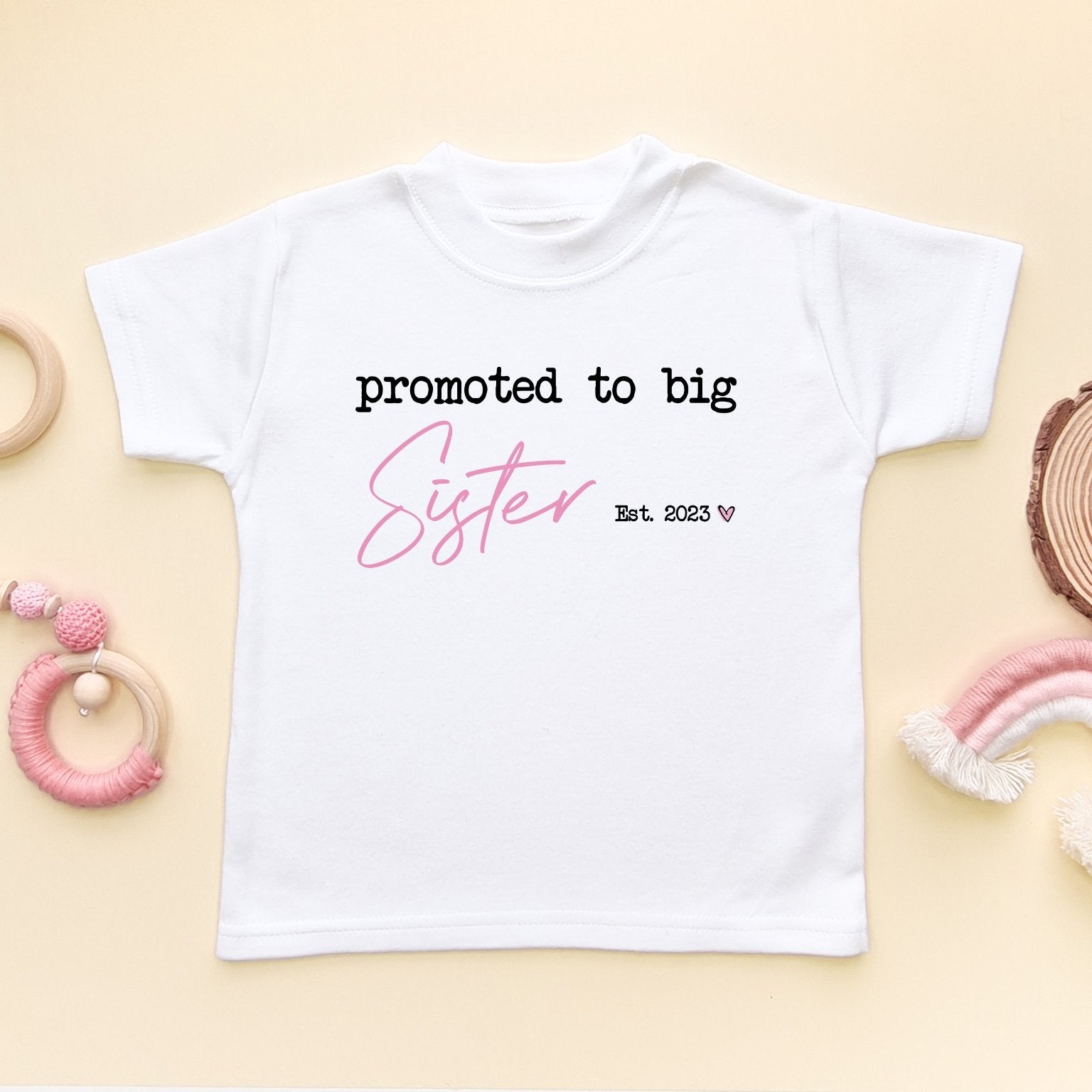 Promoted To Big Sister Personalised Year Toddler Kids T Shirt