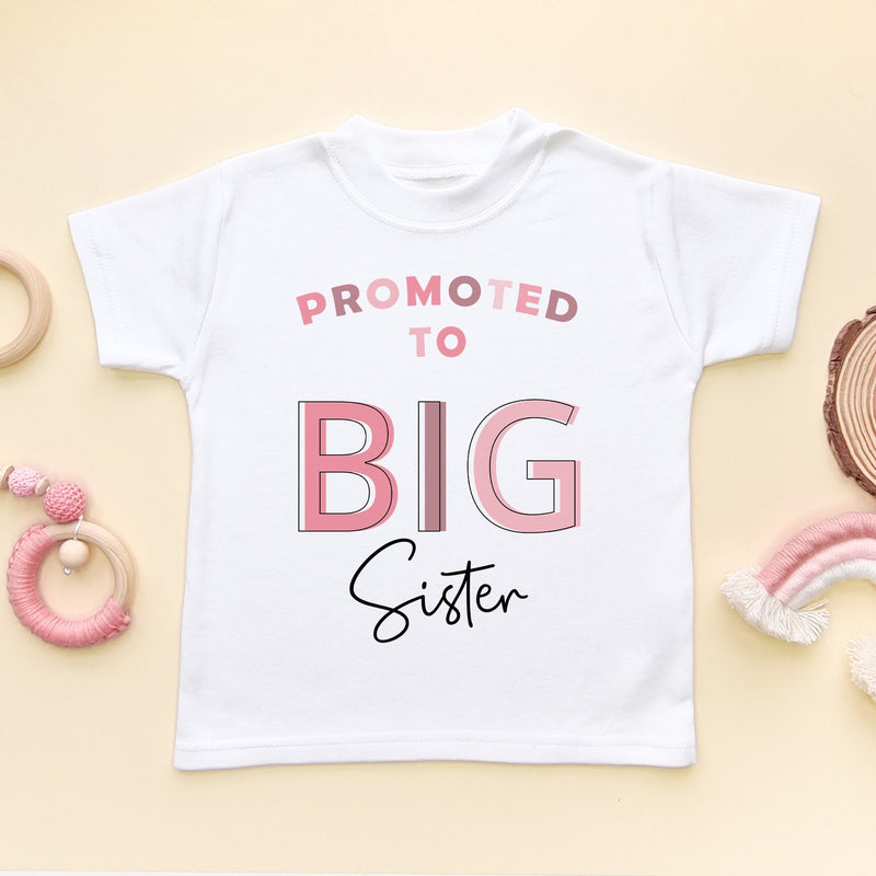 Promoted To Big Sister Pink Letters Personalised Toddler & Kids T Shirt - Little Lili Store (8855613538584)