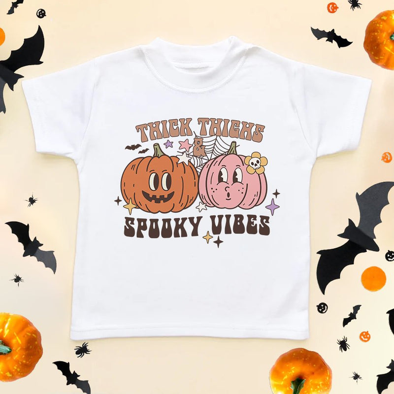 Retro Thick Thighs Spooky Vibes Toddler & Kids T Shirt - Little Lili Store (8595848855832)