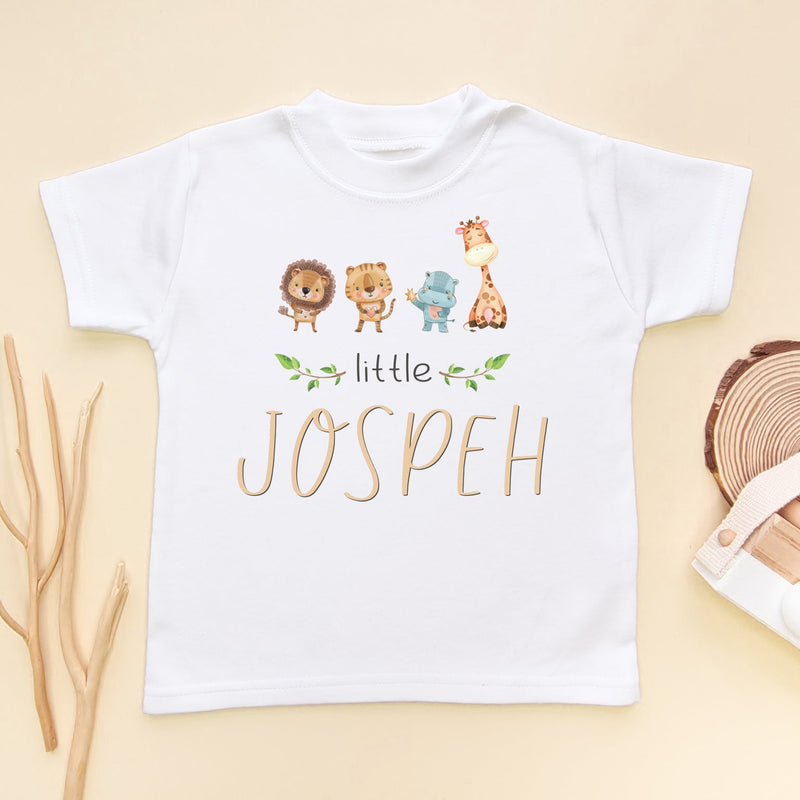Safari Animals Personalised Name Toddler & Kids T Shirt - Little Lili Store (8671519637784)