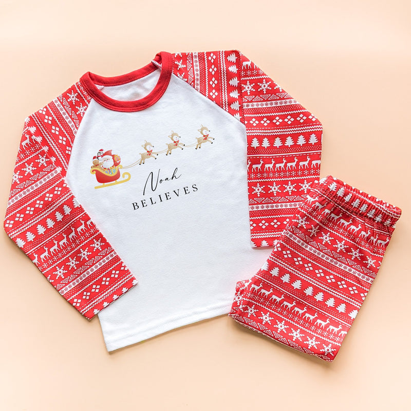 Santa & Reindeers Personalised Toddler & Kids Pyjamas Set - Little Lili Store (8754469667096)