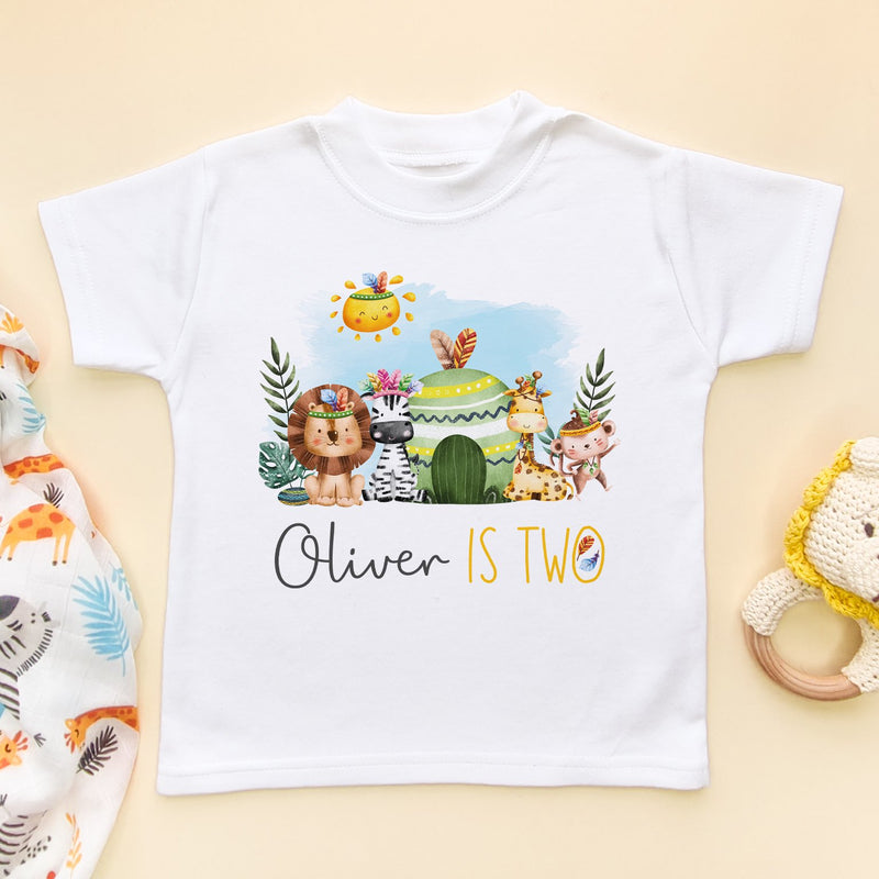 Second Birthday Animals Theme Personalised Kids & Toddler T Shirt - Little Lili Store (8663603249432)