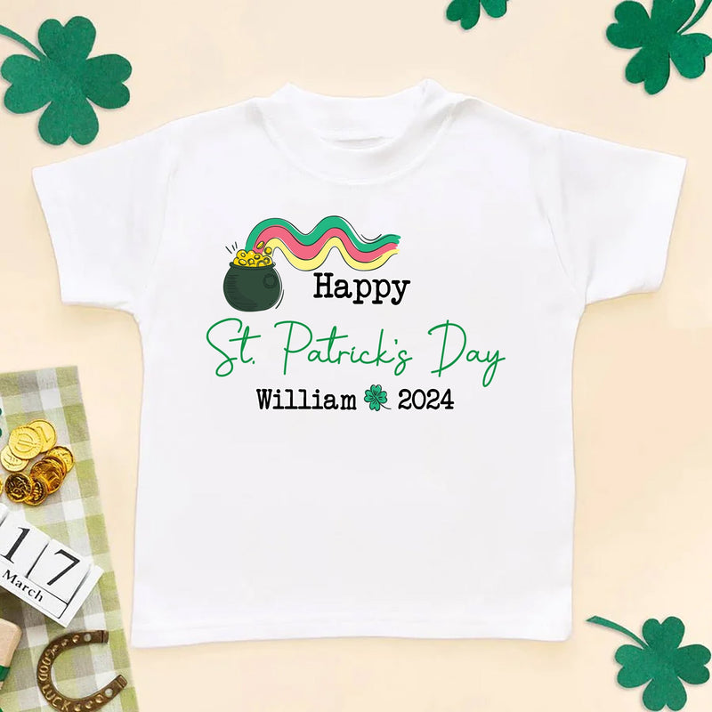 St Patrick's Day Rainbow Personalised Toddler & Kids T Shirt - Little Lili Store (8145195467032)