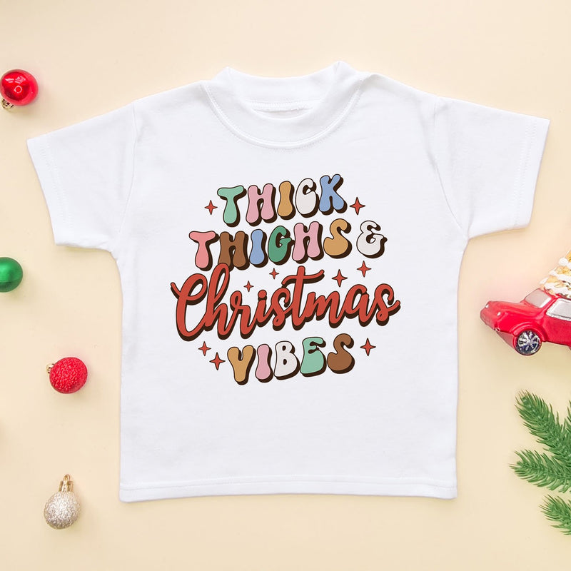 Thick Thighs & Christmas Vibes Retro T Shirt - Little Lili Store (6659137699912)