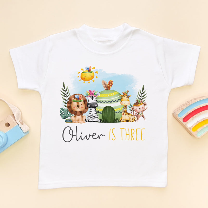 Third Birthday Animals Theme Personalised Kids & Toddler T Shirt - Little Lili Store (8663604527384)