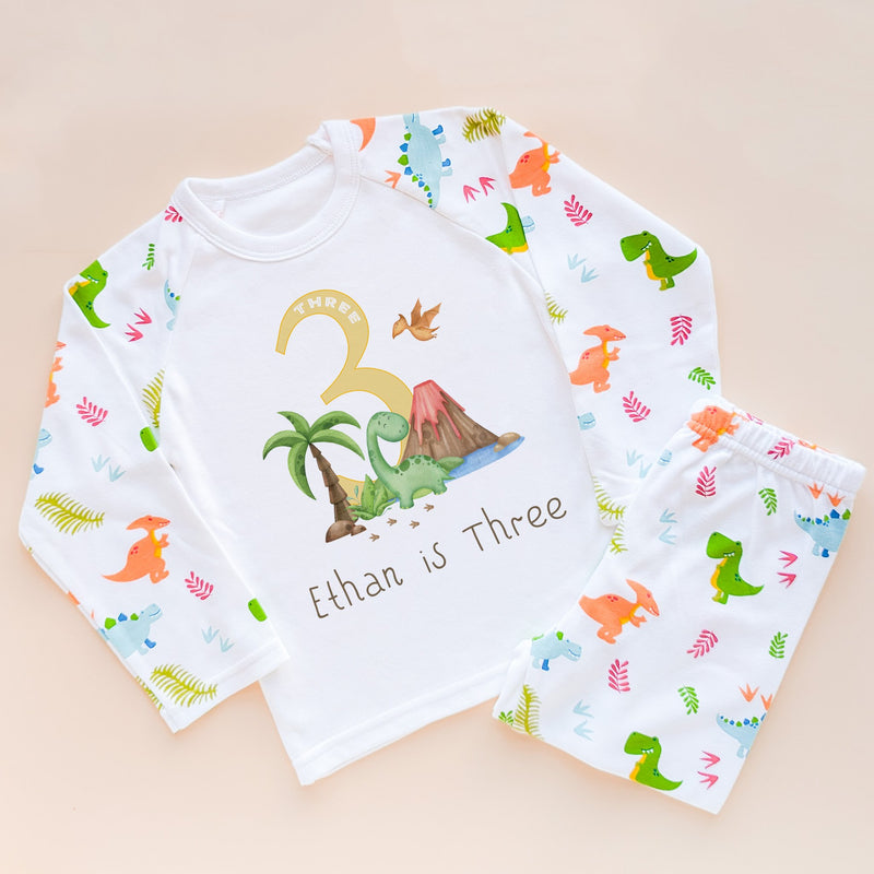 Third Birthday Dinosaur Theme Personalised Pyjamas Set - Little Lili Store (8565717926168)
