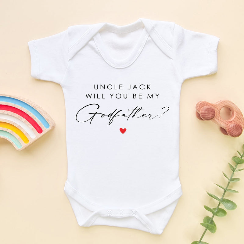 Uncle Will You Be My Godfather Personalised Baby Bodysuit - Little Lili Store (6608666132552)