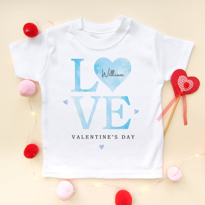 Valentine's Day Love Blue Personalised Toddler & Kids T Shirt - Little Lili Store (8896127172888)