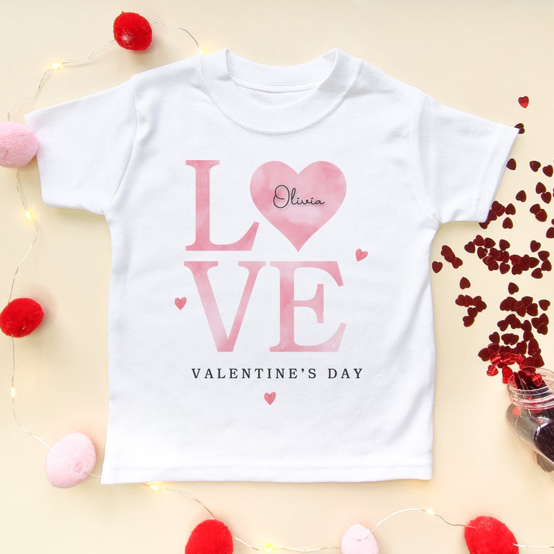 Valentine's Day Love Pink Personalised Toddler & Kids T Shirt - Little Lili Store (8896127271192)