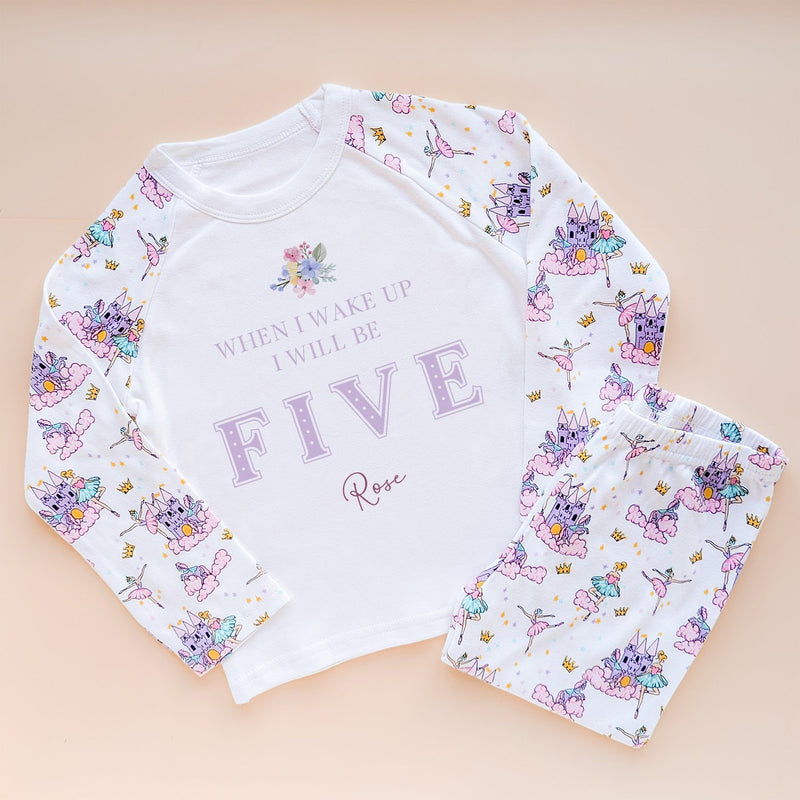 When I Wake Up I Will Be Five Personalised Birthday Floral Pyjamas Set - Little Lili Store (8569457017112)