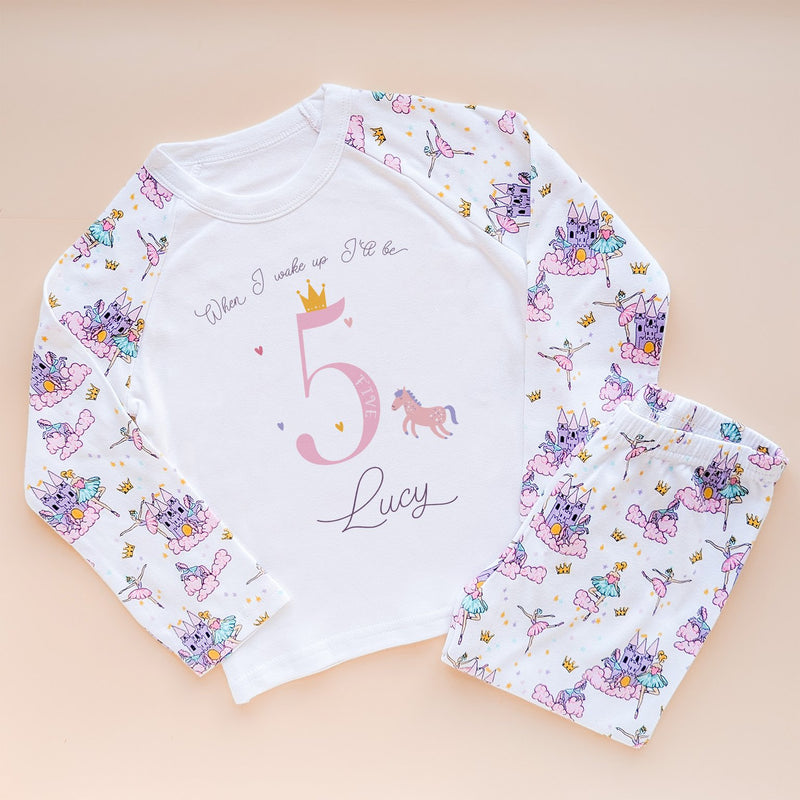 When I Wake Up I Will Be Five Personalised Birthday Girl Pyjamas Set - Little Lili Store (8569460949272)