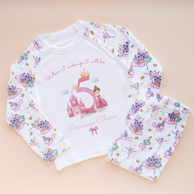 When I Wake Up I Will Be Five Personalised Birthday Princess Pyjamas Set - Little Lili Store (8569902661912)