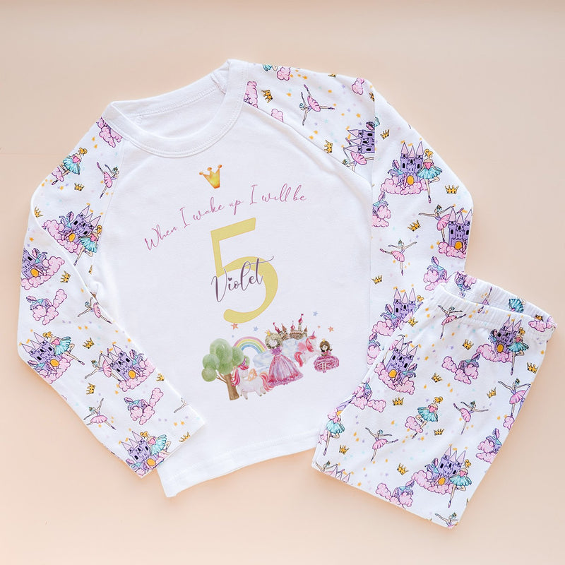 When I Wake Up I Will Be Five Personalised Birthday Unicorn Queen Pyjamas Set - Little Lili Store (8565794275608)