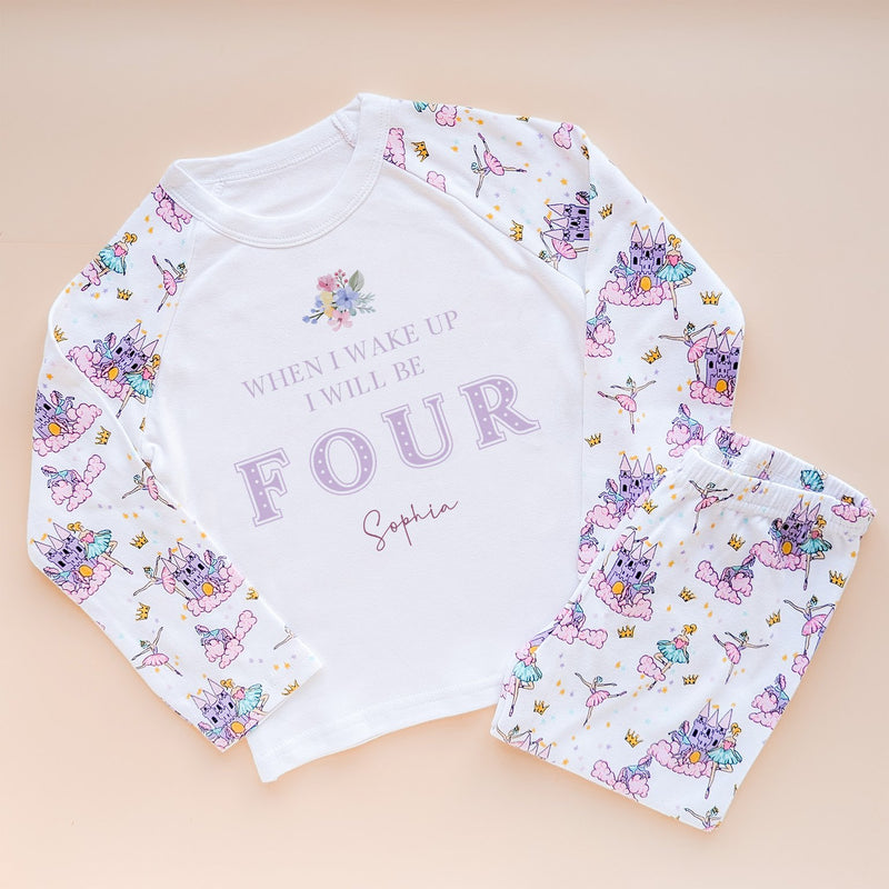 When I Wake Up I Will Be Four Personalised Birthday Floral Pyjamas Set - Little Lili Store (8569455968536)