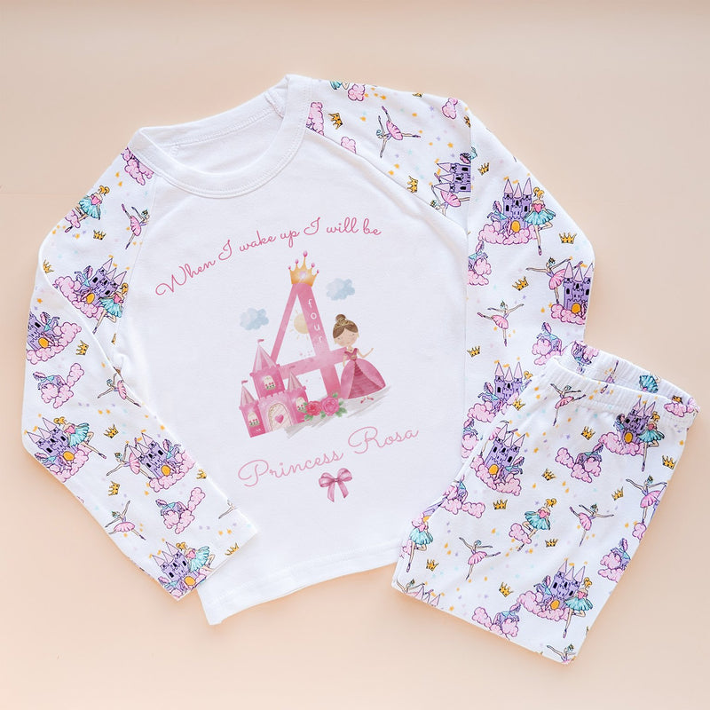 When I Wake Up I Will Be Four Personalised Birthday Princess Pyjamas Set - Little Lili Store (8569901383960)