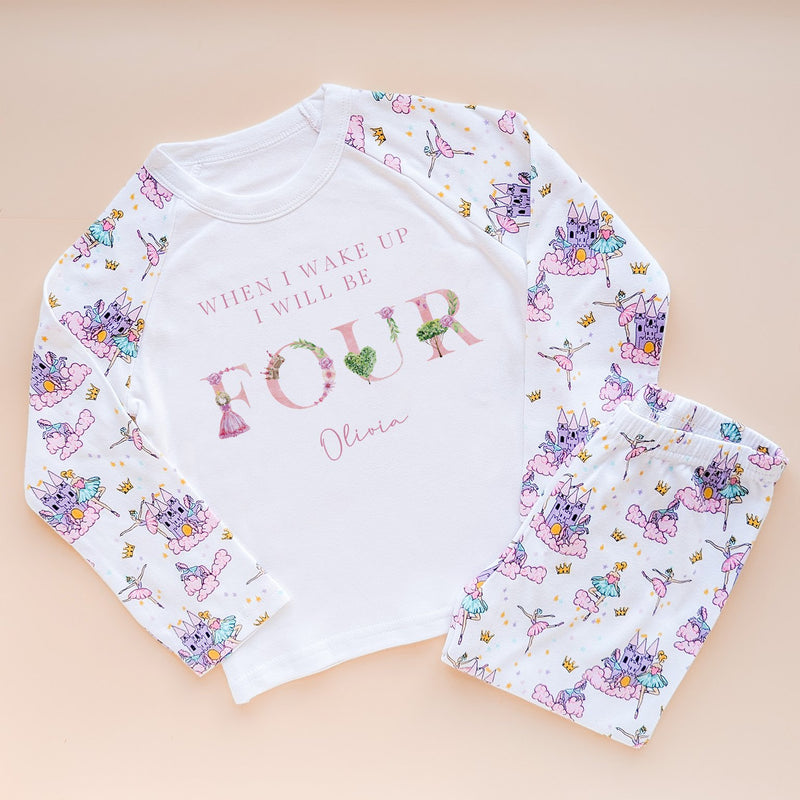 When I Wake Up I Will Be Four Personalised Birthday Pyjamas Set Ballerina Fairy - Little Lili Store (8565331624216)