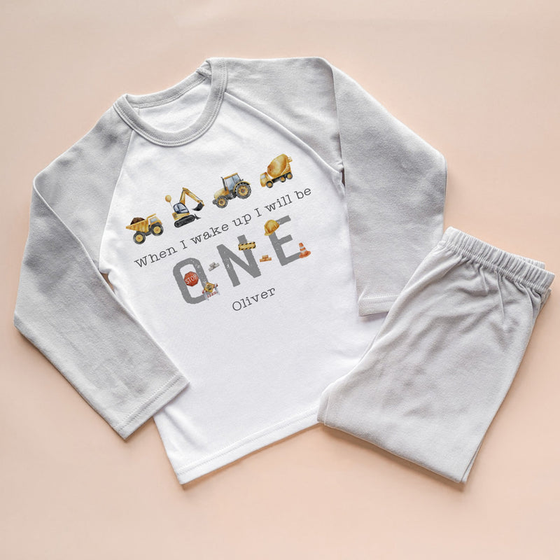 When I Wake Up I Will Be One Personalised Birthday Construction / Builder Pyjamas Set - Little Lili Store (8569781125400)