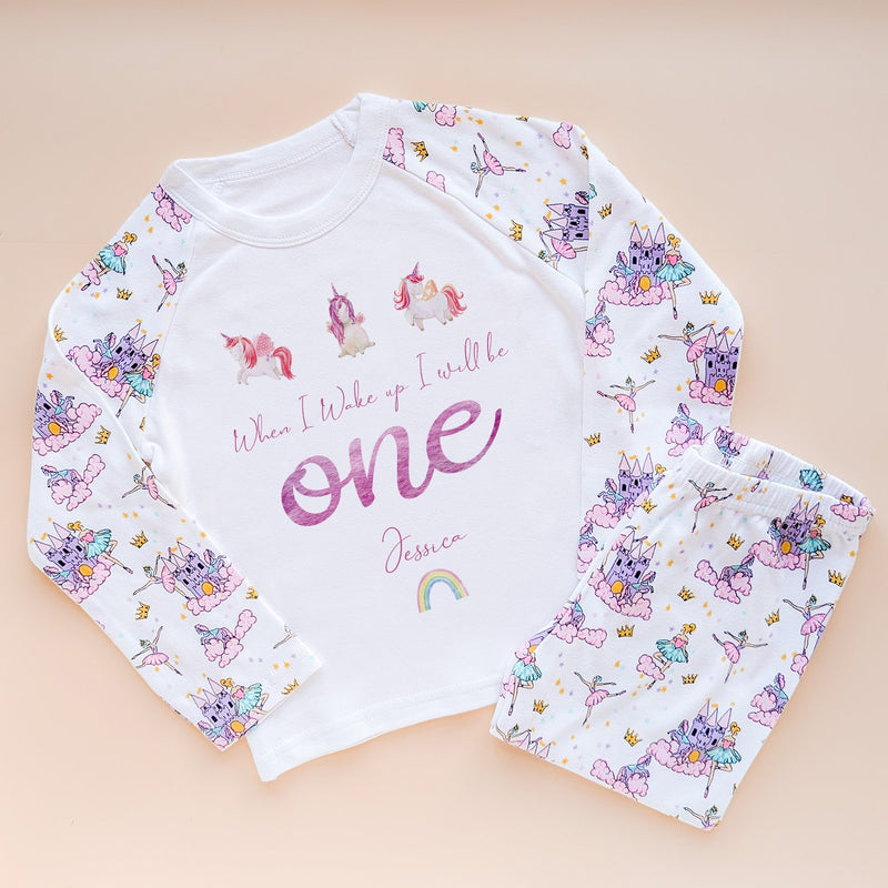 When I Wake Up I Will Be One Personalised Unicorn Birthday Pyjamas Set - Little Lili Store (8565724283160)