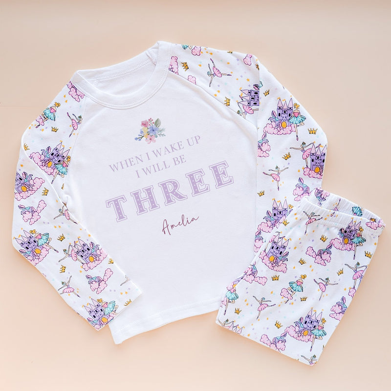 When I Wake Up I Will Be Three Personalised Birthday Floral Pyjamas Set - Little Lili Store (8569451741464)