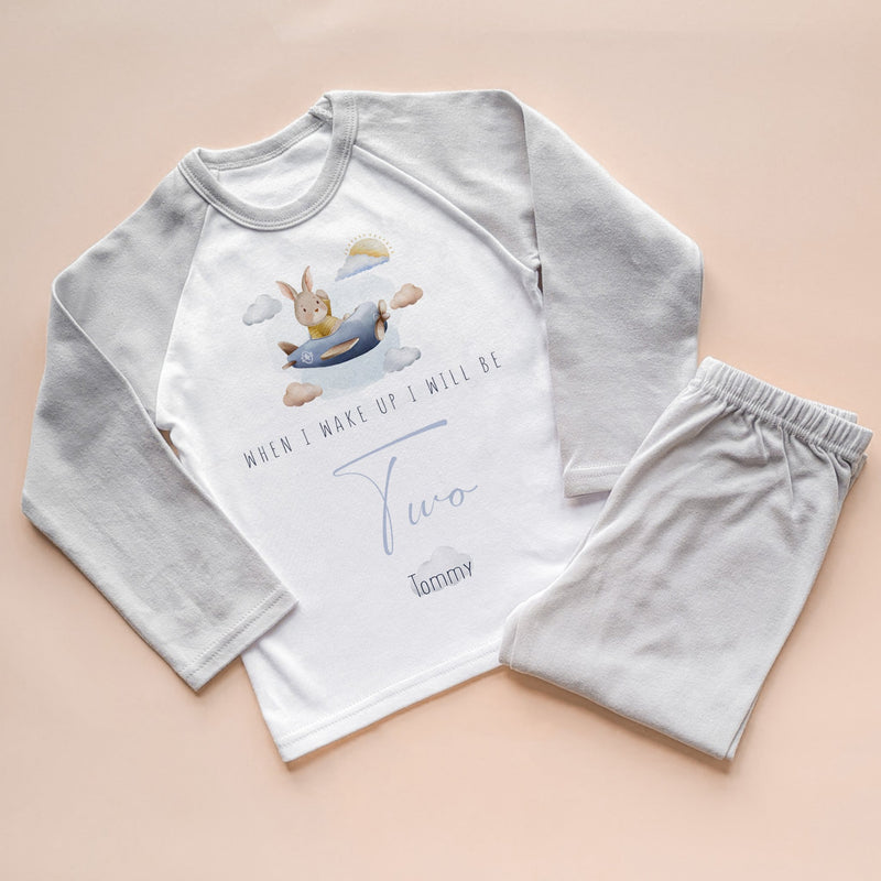 When I Wake Up I Will Be Two Personalised Birthday Bunny Pyjamas Set - Little Lili Store (8569796690200)