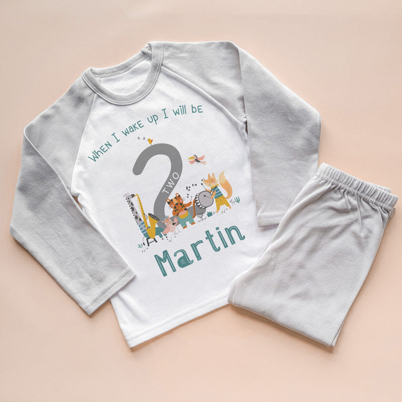When I Wake Up I Will Be Two Personalised Birthday Musician Animals Pyjamas Set - Little Lili Store (8569504661784)