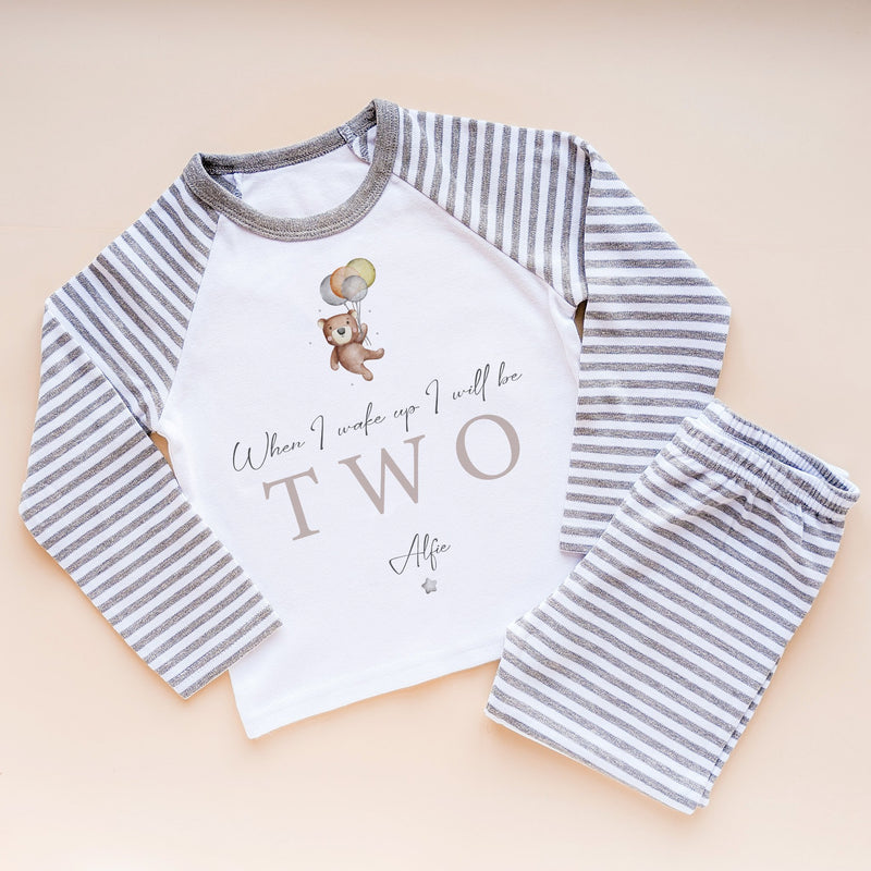 When I Wake Up I Will Be Two Personalised Birthday Teddy Bear Pyjamas Set - Little Lili Store (8569663226136)
