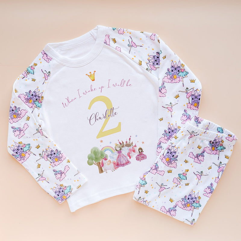 When I Wake Up I Will Be Two Personalised Birthday Unicorn Queen Pyjamas Set - Little Lili Store (8565788279064)