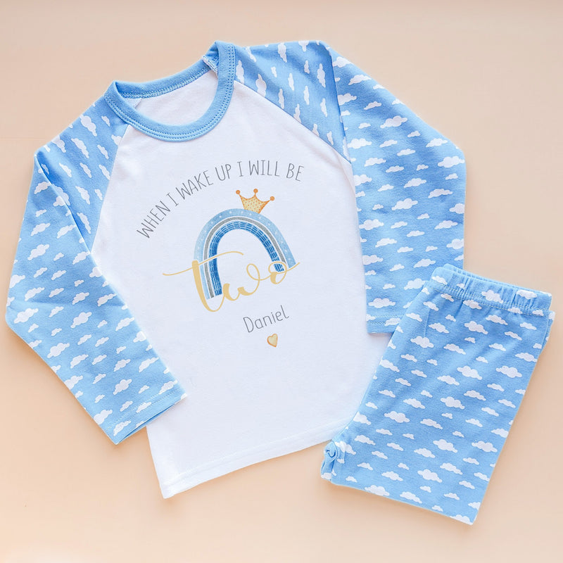 When I Wake Up I Will Be Two Personalised Clouds Boy Birthday Pyjamas Set - Little Lili Store (8568628576536)