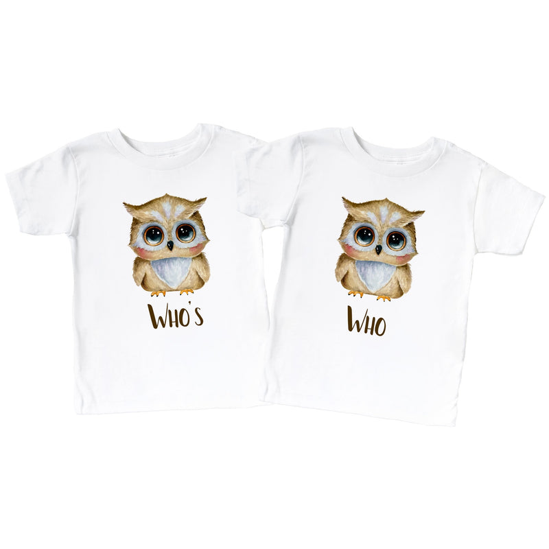 Who's Who Funny Owls Twins T Shirts - Little Lili Store (6544951738440)