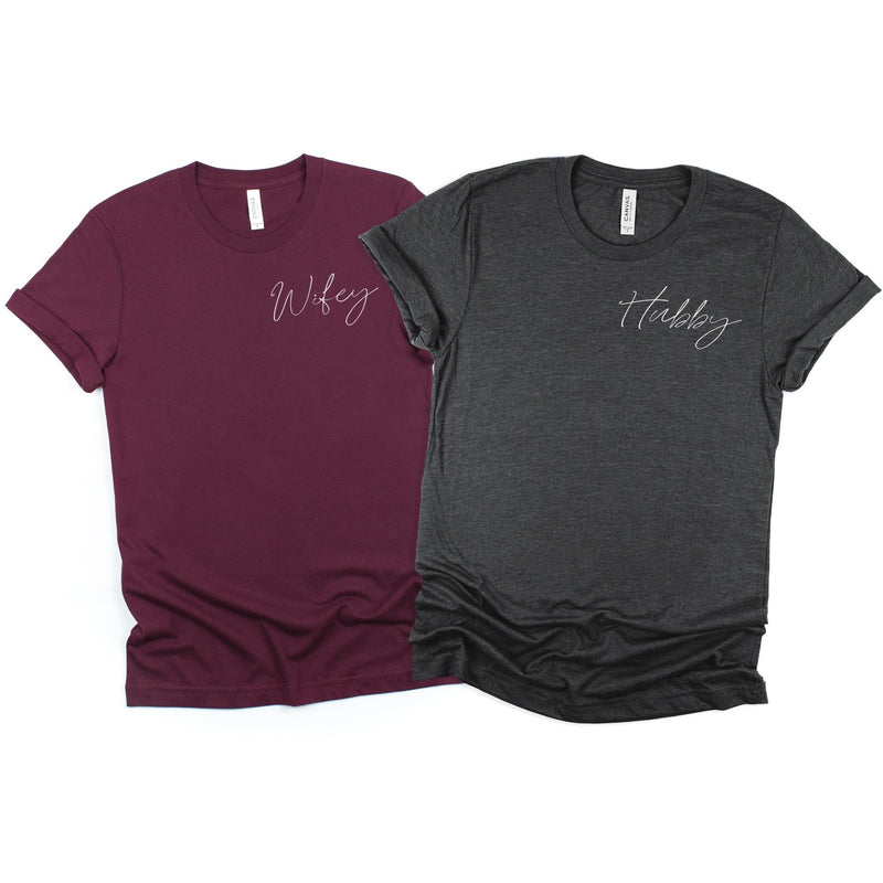 Wifey & Hubby Minimalistic Style T-Shirts Set - Little Lili Store (6598166708296)