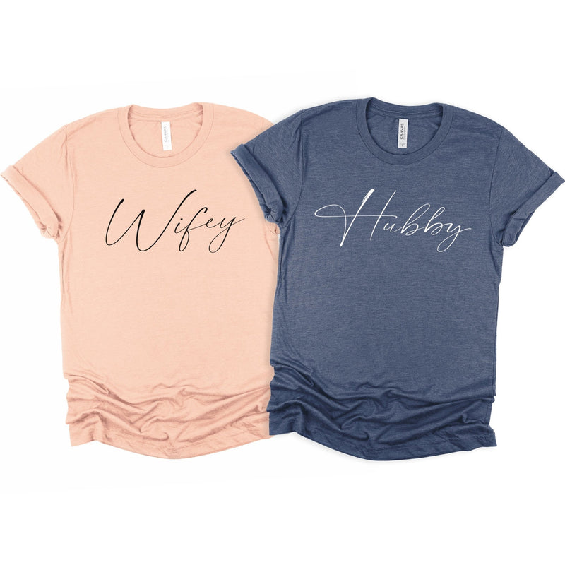 Wifey & Hubby Minimalistic T-Shirts Set - Little Lili Store (6598171263048)